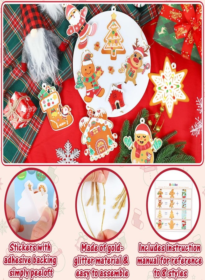 Bolake 32 Pcs Christmas Craft Kits for Kids Christmas Ornaments with Handcrafted Gingerbreads Cookiess Man House Snowmans Santa Deers Christmas Stickers for Tree Party Room Decor - Image 3